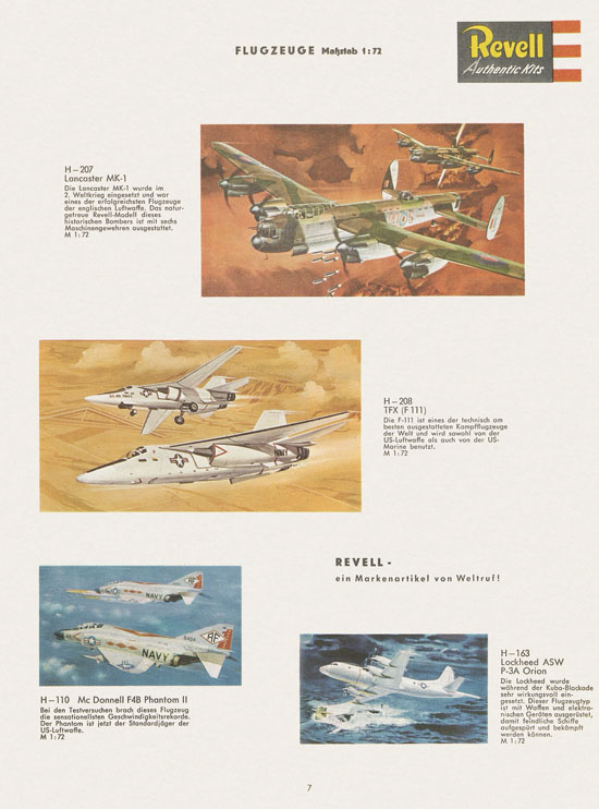 Revell Hobby Modelle und Autorennbahnen Katalog 1966