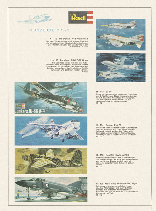 Revell Hobby Modelle Katalog 1968