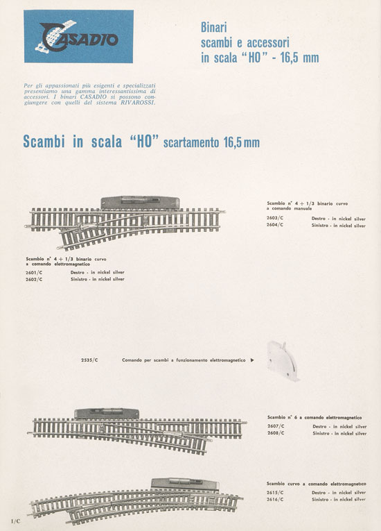 Rivarossi Catalogo accessori treno modello 1969-1970