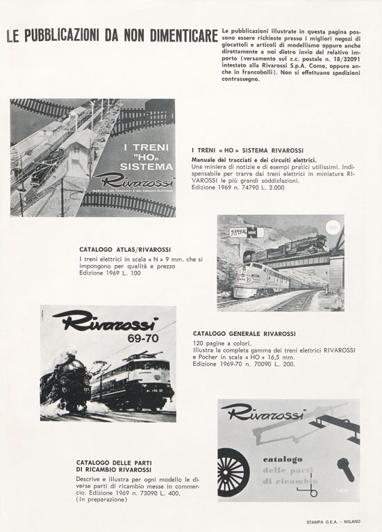 Rivarossi Catalogo accessori treno modello 1969-1970