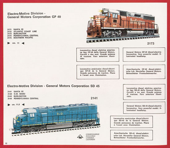 Rivarossi Atlas N-Gauge catalog 1969-1970