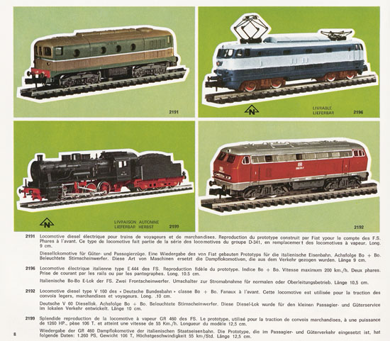 Rivarossi Katalog Spur N 1971-1972