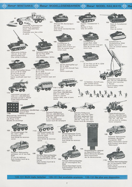 ROCO Minitanks Gesamtprogramm 1979-1980