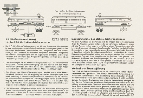 Rokal TT-Modellbahn Betriebsanweisungen 1958