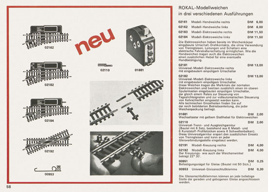 Rokal TT-Modelleisenbahn Katalog 1968