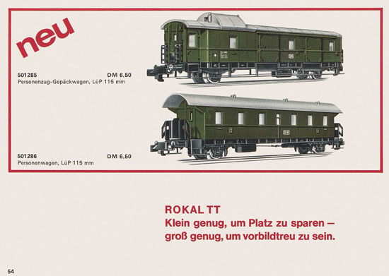 Rokal TT-Modelleisenbahn Katalog 1969