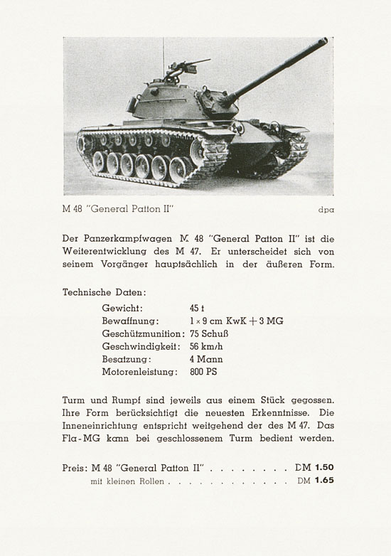 Roskopf Miniatur-Modelle Modellübersicht Panzer 1956