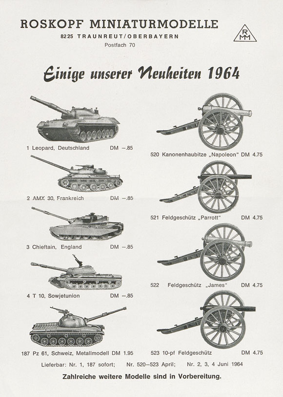 Roskopf Miniatur-Modelle Neuheiten 1964