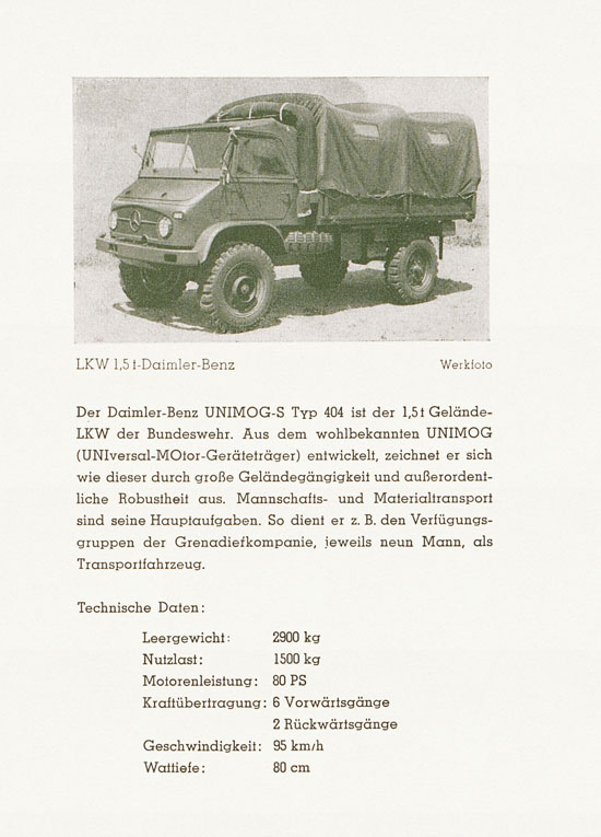 Roskopf Militärfahrzeuge Typenbeschreibungsheft 1958