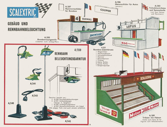 Scalextric Elektrisches Miniatur Autorennen Katalog 1964