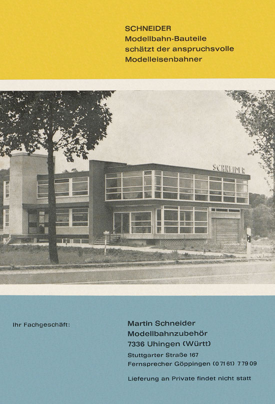 Schneider Modellbahnzubehör 1968