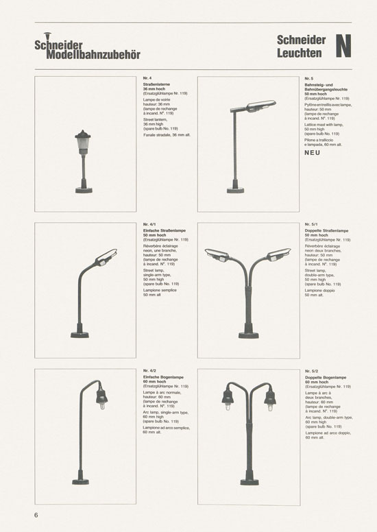 Schneider Modellbahnzubehör Katalog 1981-1982