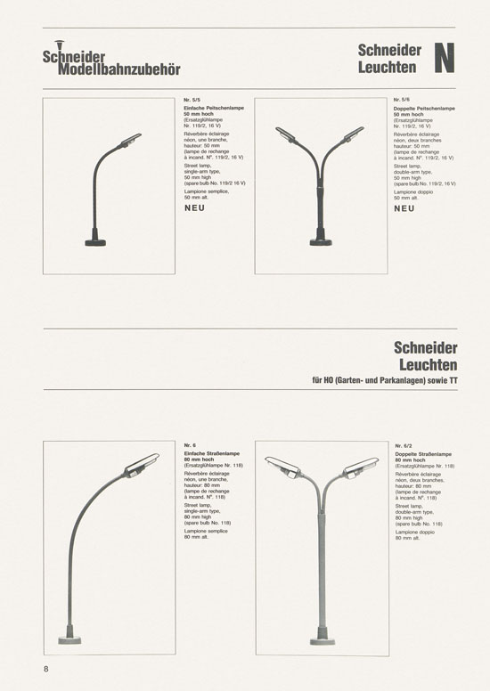 Schneider Modellbahnzubehör Katalog 1981-1982