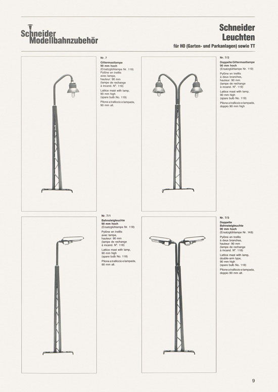 Schneider Modellbahnzubehör Katalog 1981-1982