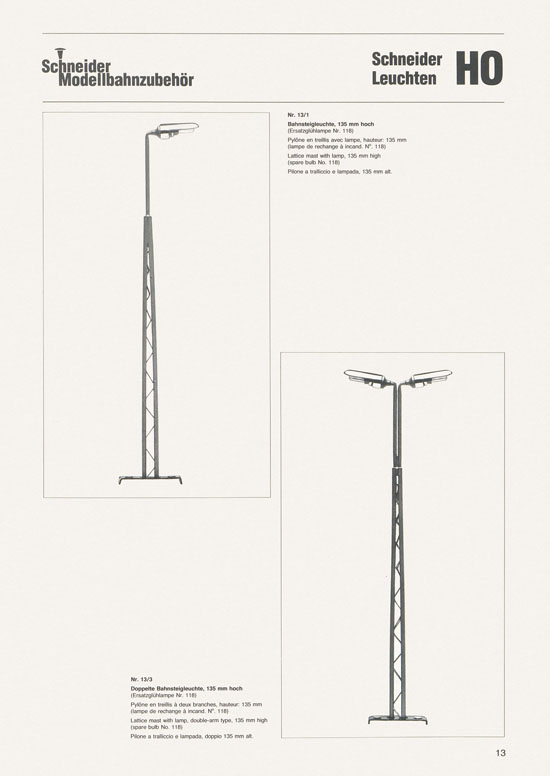 Schneider Modellbahnzubehör Katalog 1981-1982