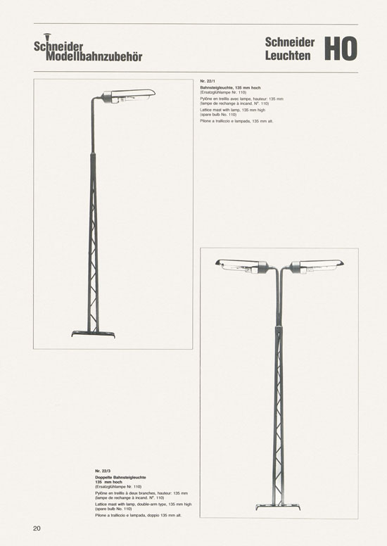 Schneider Modellbahnzubehör Katalog 1981-1982