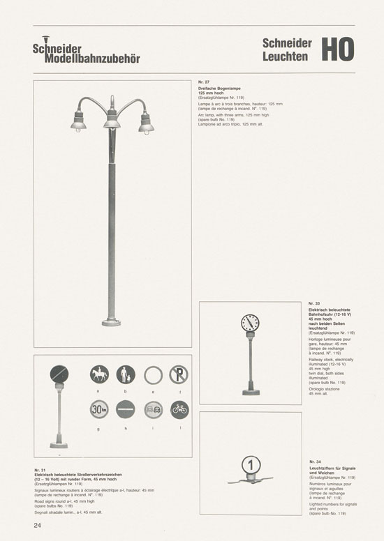 Schneider Modellbahnzubehör Katalog 1981-1982