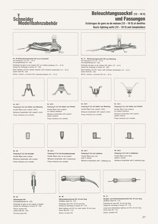 Schneider Modellbahnzubehör Katalog 1981-1982