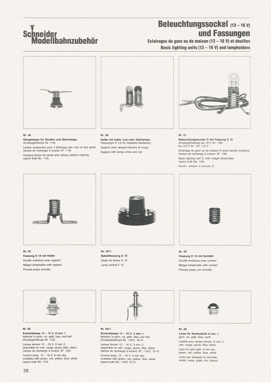 Schneider Modellbahnzubehör Katalog 1981-1982