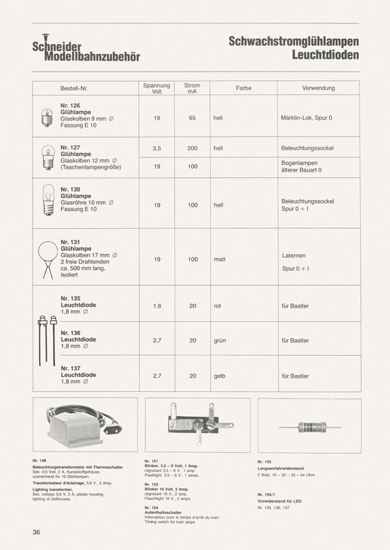 Schneider Modellbahnzubehör Katalog 1981-1982