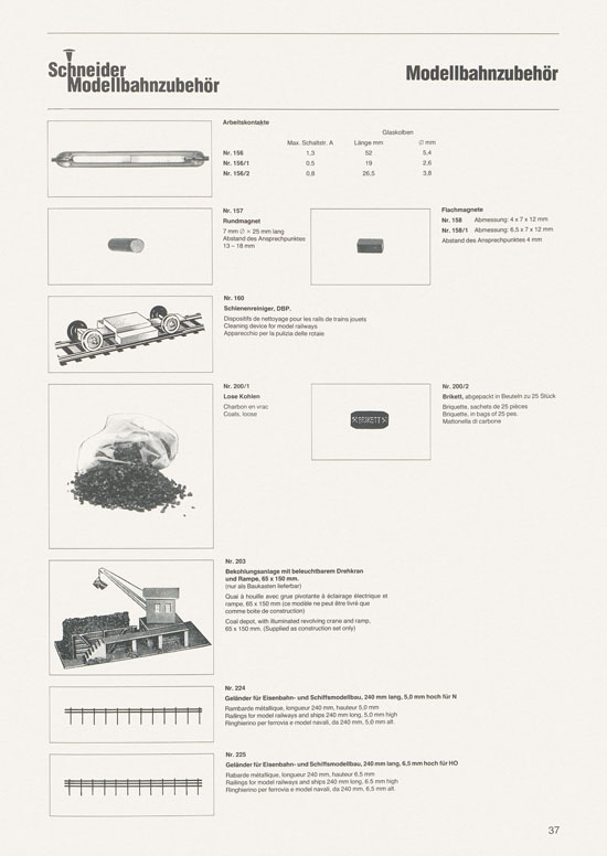 Schneider Modellbahnzubehör Katalog 1981-1982