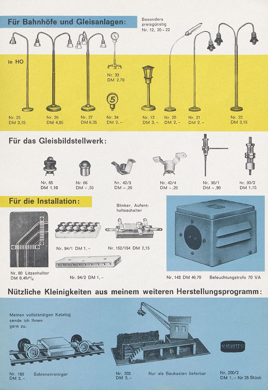 Schneider Modellbahnzubehör Prospekt 1965