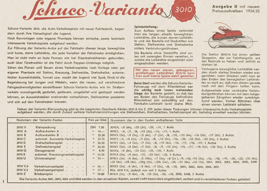 Schuco Varianto 3010 Katalog 1954