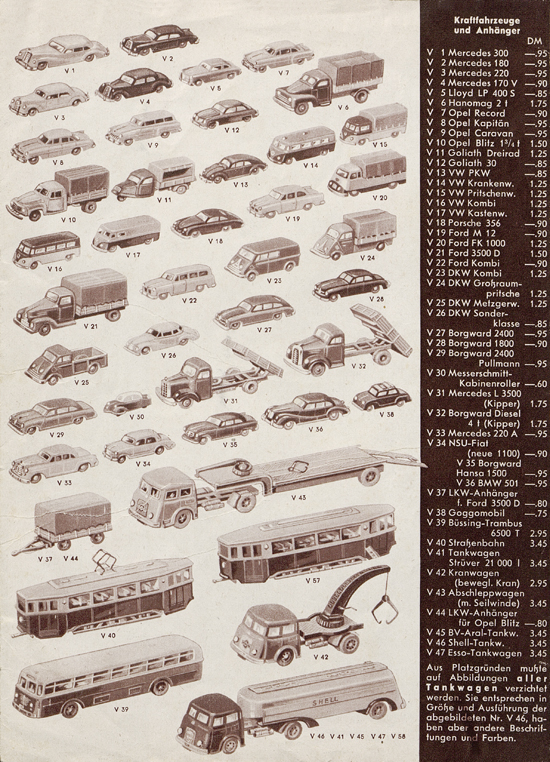 Siku Verkehrsmodelle Katalog 1959