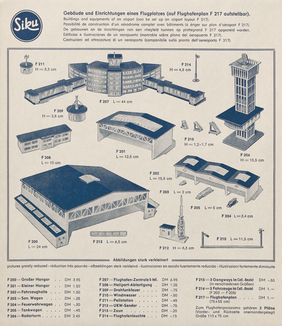 Siku Katalog 1960, Siku Flugmodelle 1960