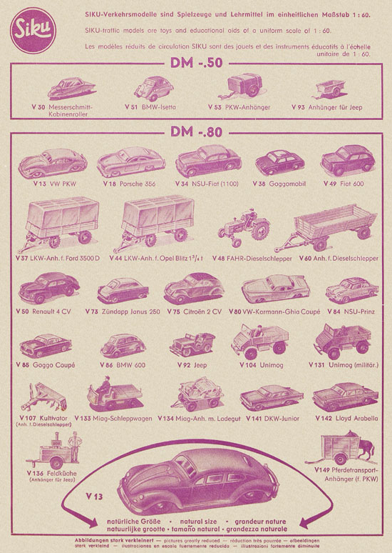 Siku Verkehrsmodelle Katalog 1960