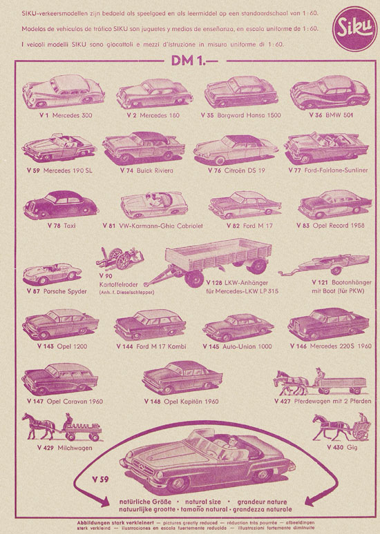 Siku Verkehrsmodelle Katalog 1960