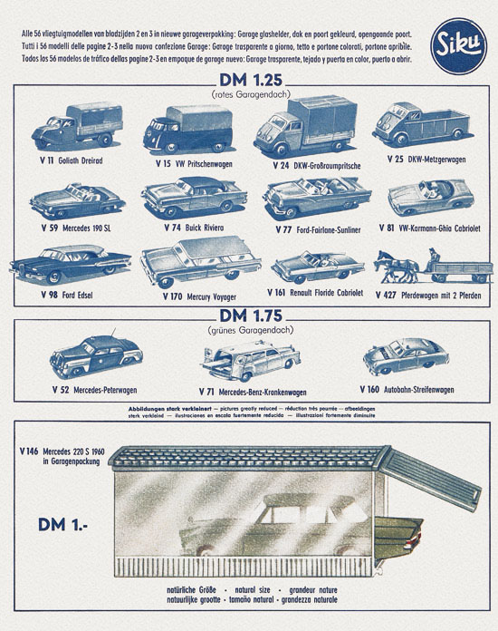 Siku Verkehrsmodelle und Flugmodelle Katalog 1961