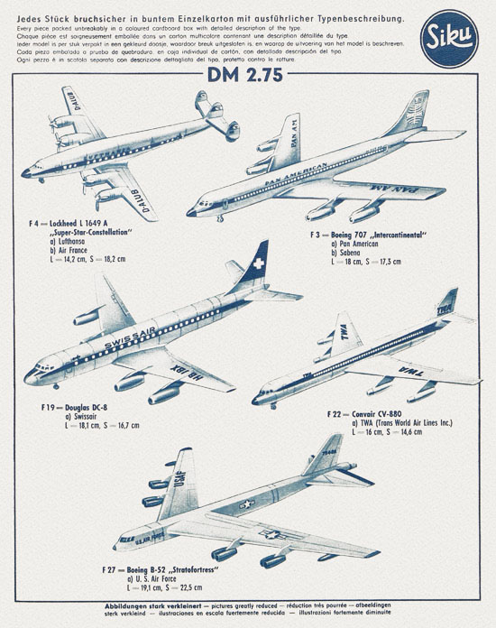 Siku Verkehrsmodelle und Flugmodelle Katalog 1961