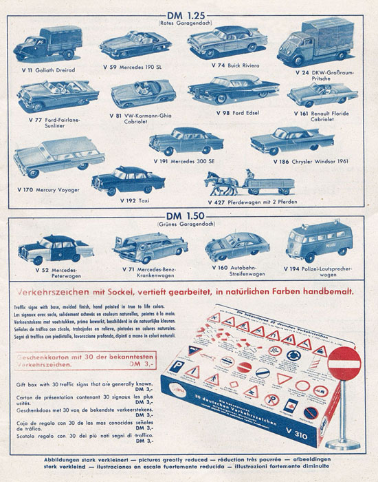 Siku Katalog 1962, Preisliste 1962, Bildpreisliste 1962, Verkehrsmodelle 1962