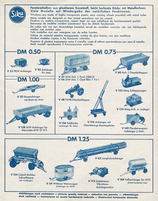 Siku Katalog 1962, Preisliste 1962, Bildpreisliste 1962, Verkehrsmodelle 1962