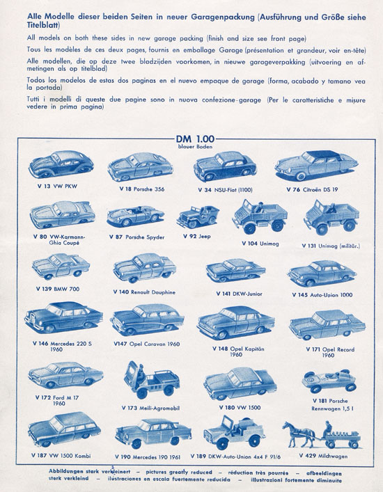 Siku Katalog 1963, Bildpreisliste 1963, Verkehrsmodelle und Flugmodelle 1963