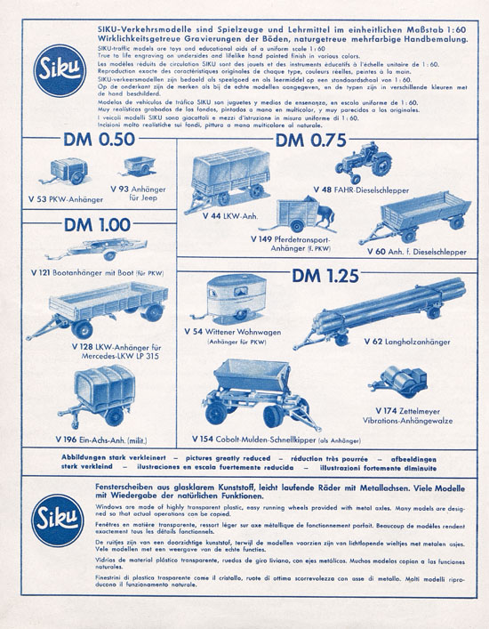 Siku Katalog 1963, Bildpreisliste 1963, Verkehrsmodelle und Flugmodelle 1963