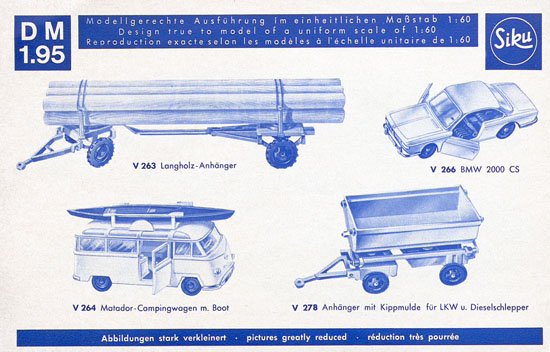 Siku Katalog 1968, Preisliste 1968, Bildpreisliste 1968, Verkehrsmodelle 1968