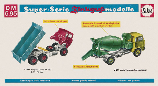 Siku Super Serie Zinkguß-Modelle Katalog 1970