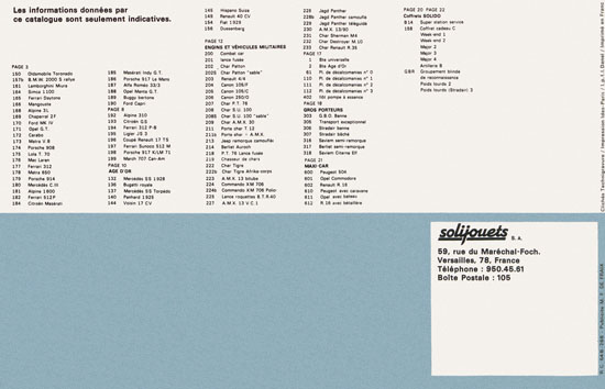 Solido catalogue export 24 1972