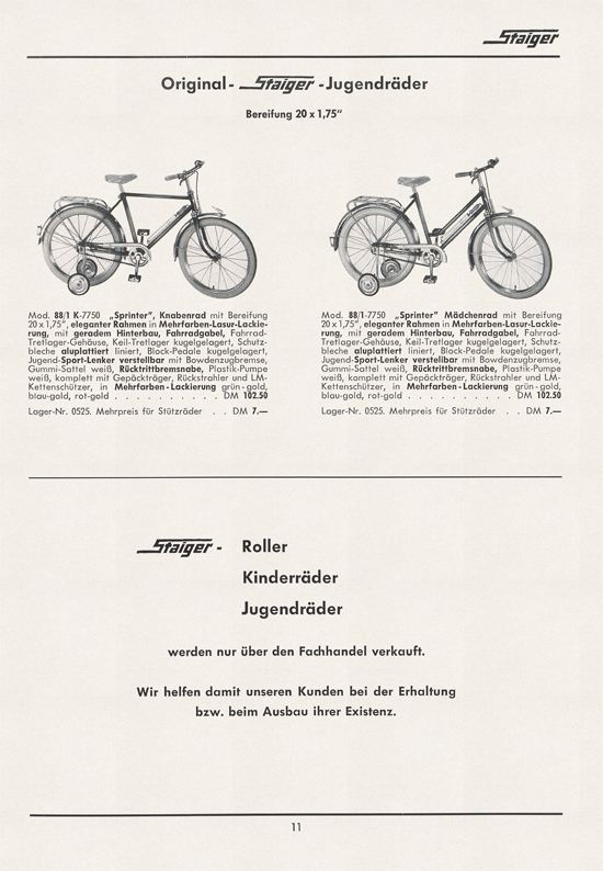 Staiger Kinderfahrzeuge 1961