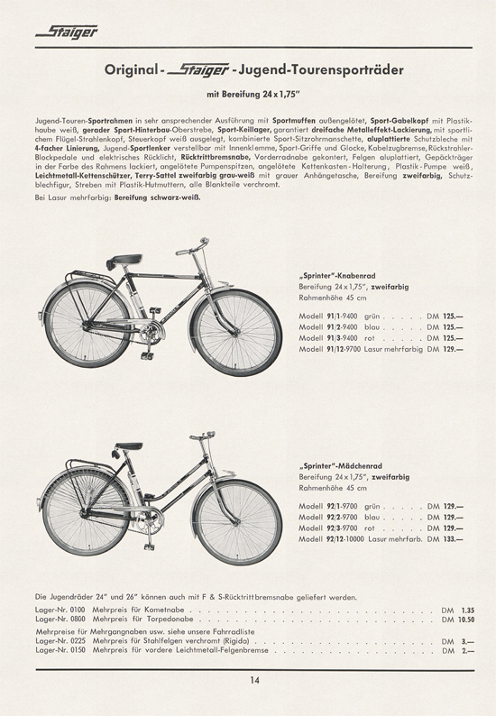 Staiger Kinderfahrzeuge 1961