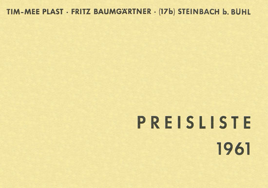 Tim-Mee Preisliste 1961