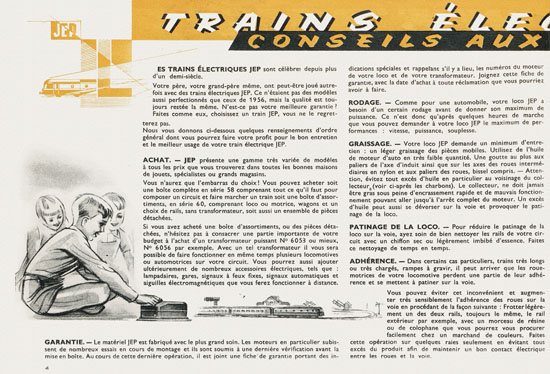 Trains JEP catalogue 1956