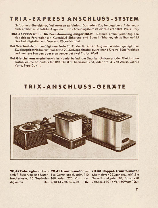 Trix Katalog 1937-1938