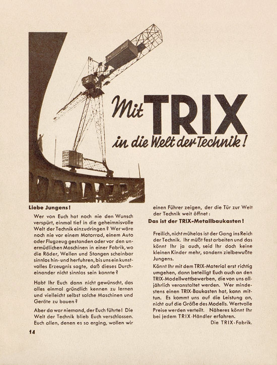 Trix Katalog 1937-1938