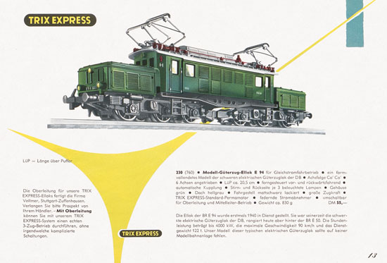 Trix Express Katalog Spur H0 1960-1961