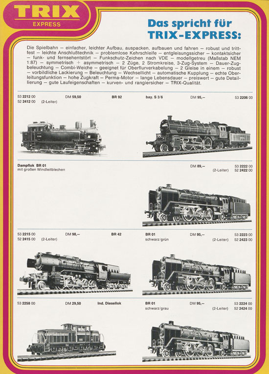Trix Messeneuheiten 1972