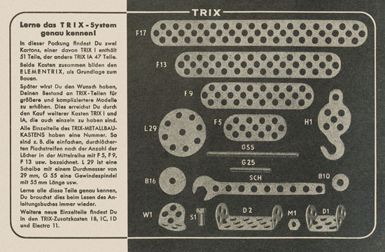 Trix Vorlagenbuch für den Elementrix 1952