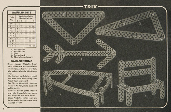 Trix Vorlagenbuch für den Elementrix 1952